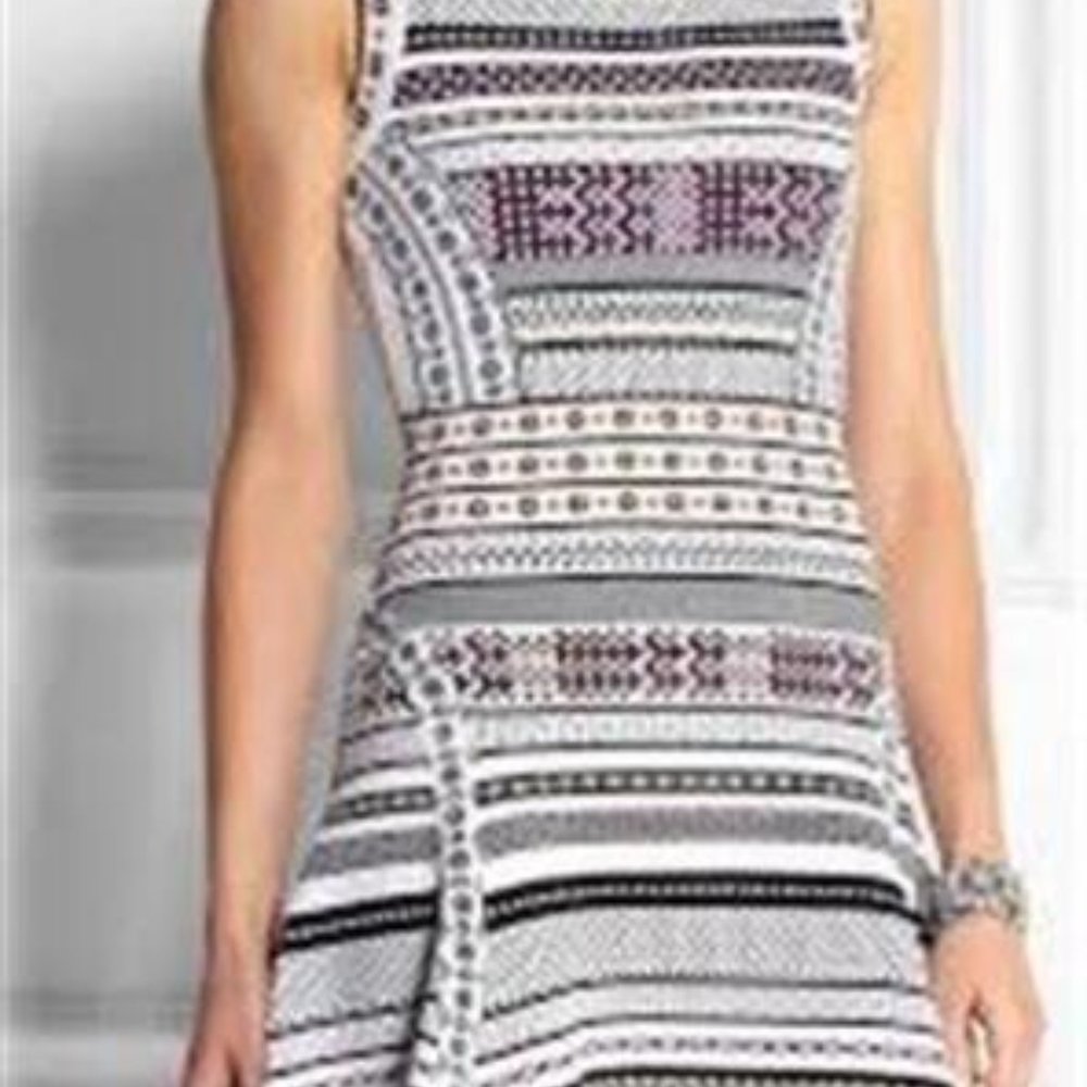 DVF Diane Von Furstenberg ELEANOR Stretch Fit and Flare Dress Banded Dot - Picture 8 of 12